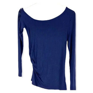 Halogen, scoop neck jersey top, Navy, Large